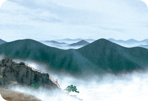 Unjangsan Mountain in Wanju with beautiful clouds